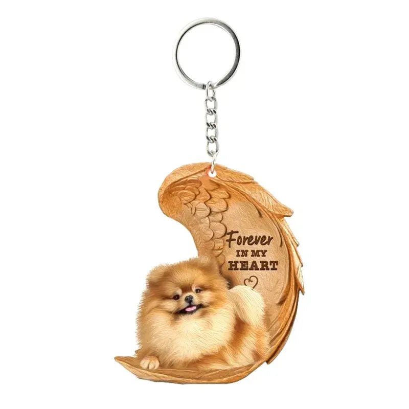 1 Piece 23 Style Dog Forever In My Heart Angel Pendant Bag Key Chains Car Keychain Keyring Pet Jewelry Gift For Women Girls