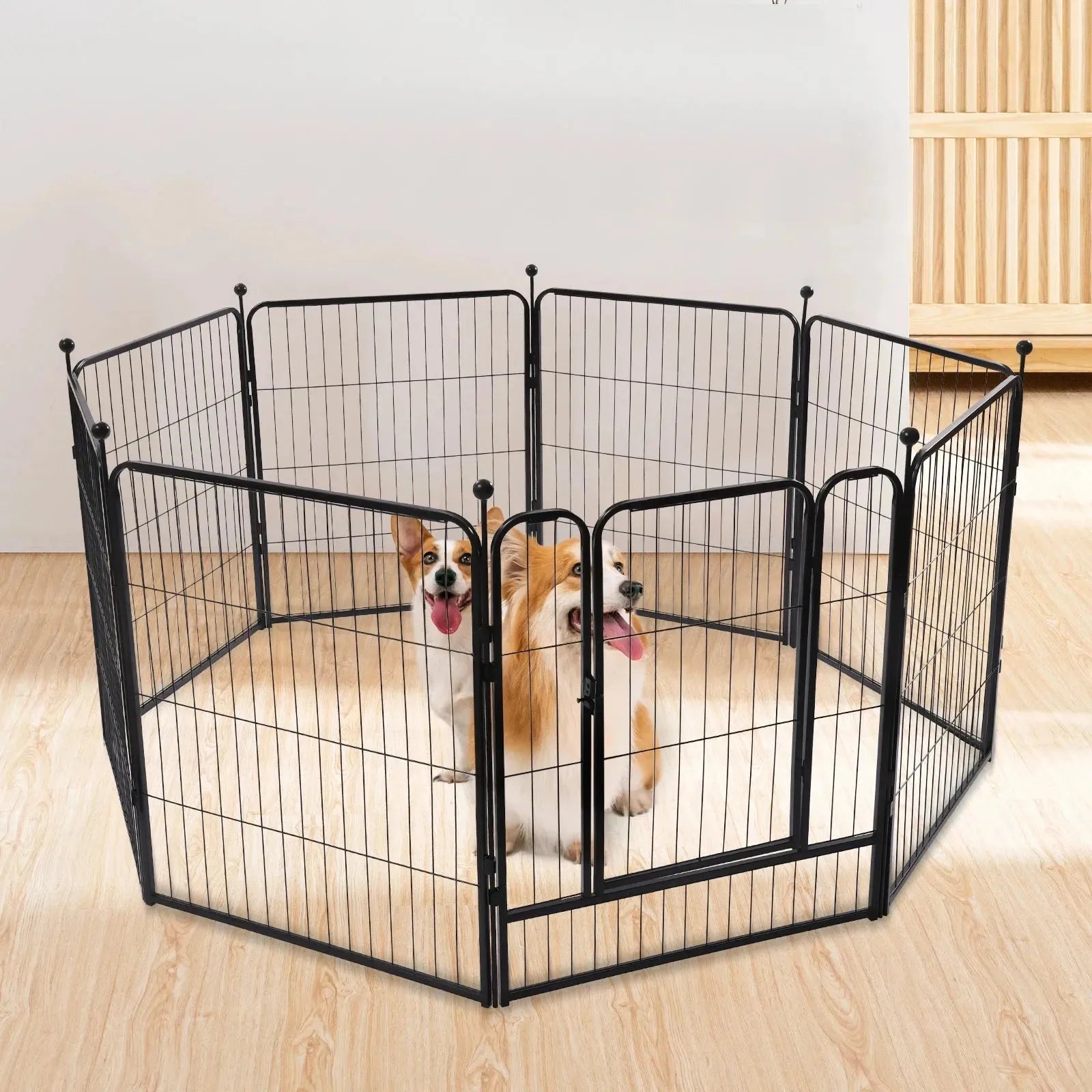 Dog Playpen Outdoor Panels Dog Pen Dog Fence Exercise Playpen with Doors for Medium/Small Dogs, Pet Puppy Playpen for RV Camping