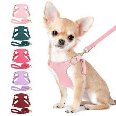 Cute Cotton Dog Harness Leash Set Small Dogs Puppy Cat Mesh Harness with 150cm Walking Lead Stripe Pet Vest for Chihuahua Yorkie
