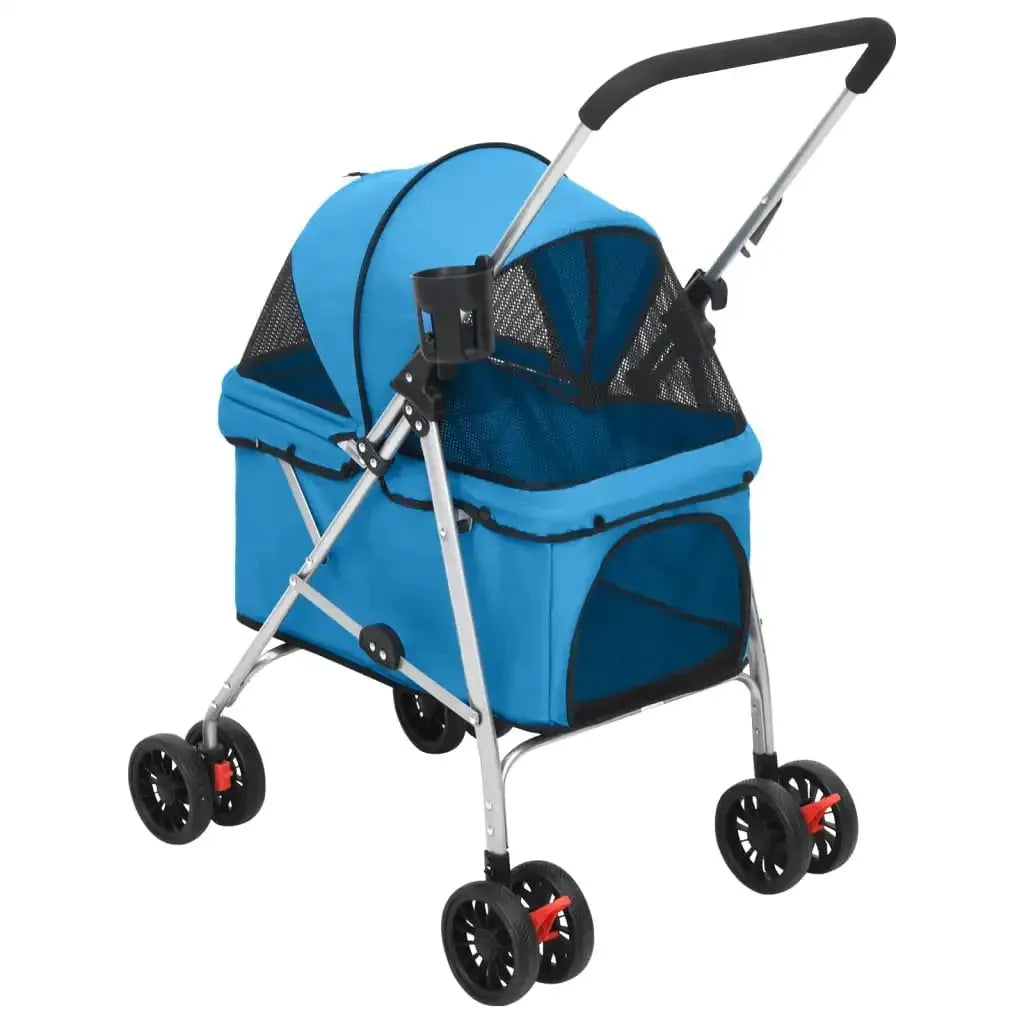 Folding Dog Stroller Blue 76x50x100cm Oxford Fabric