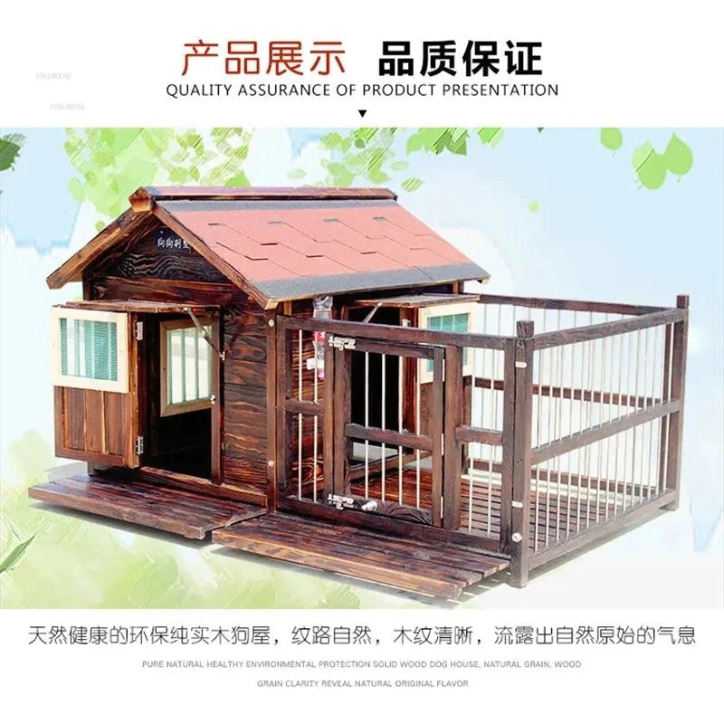 Outdoor Waterproof Kennel Four Seasons Universal Solid Wood Dog Houses Indoor Dog Cage Large Dog House Winter Warm House for Dog