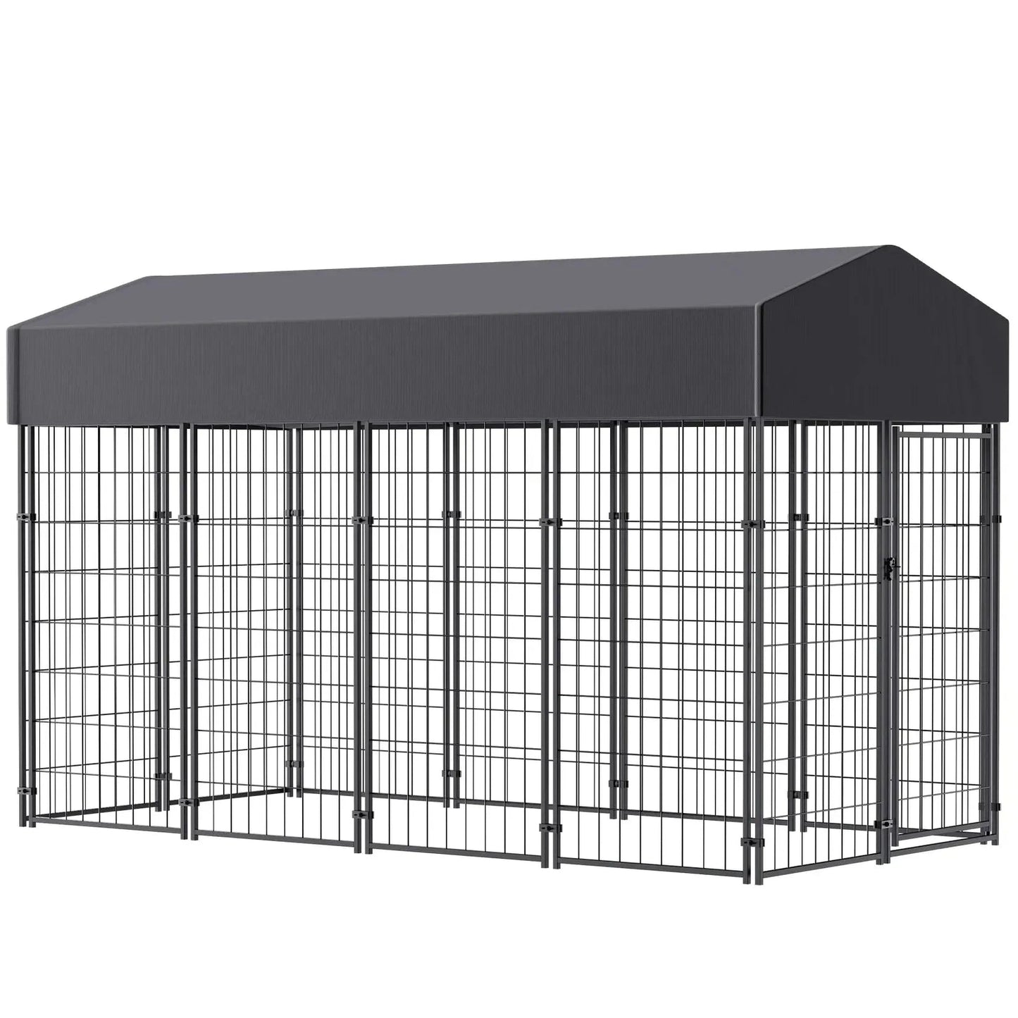 Large Dog Kennel Dog Crate Cage, Welded Wire Pet Playpen with UV Protection Waterproof Cover Metal and Roof Outdoor Heavy Duty