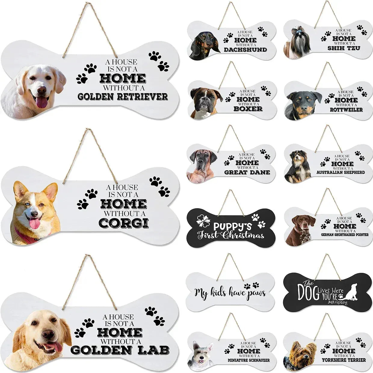 Home is Where My Dog is Pet Quote Dog Bone Wall Wooden Hanging Signs Dog Lovers Gifts for Women Dog Owner Gift for Home Decor