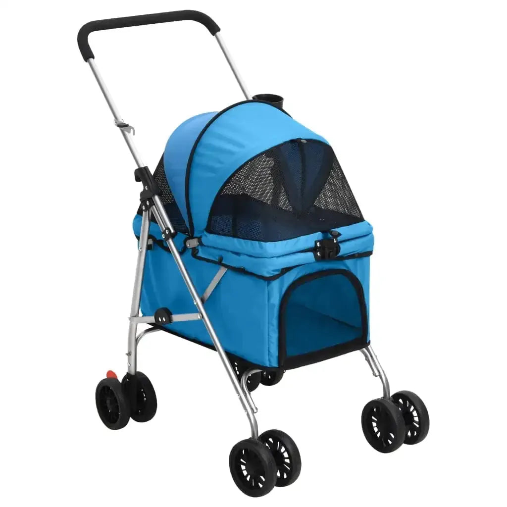 Folding Dog Stroller Blue 76x50x100cm Oxford Fabric