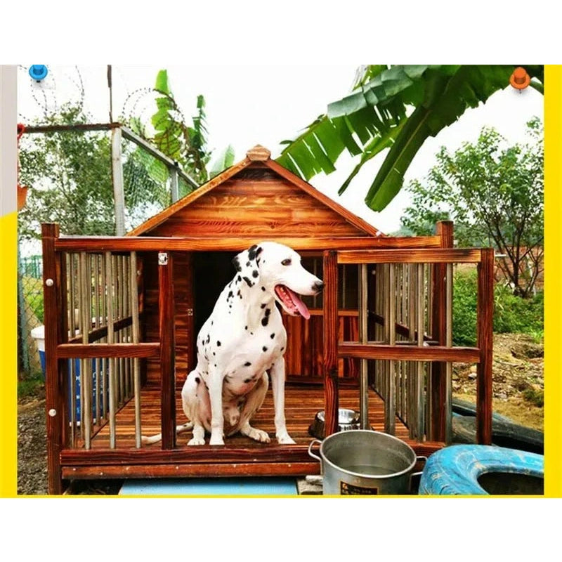 Home Solid Wood Dog Houses Outdoor Rainproof Pet Kennel Indoor Winter Warm Dog House Large Dog Waterproof Four Seasons Universal