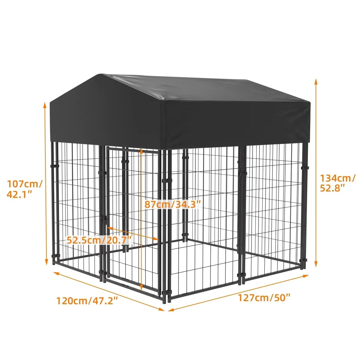 Large Dog Kennel Outdoor Dogs Welded Wire Kennels and Runs Crates for Yard with Stakes Water Proof Cover Canopy