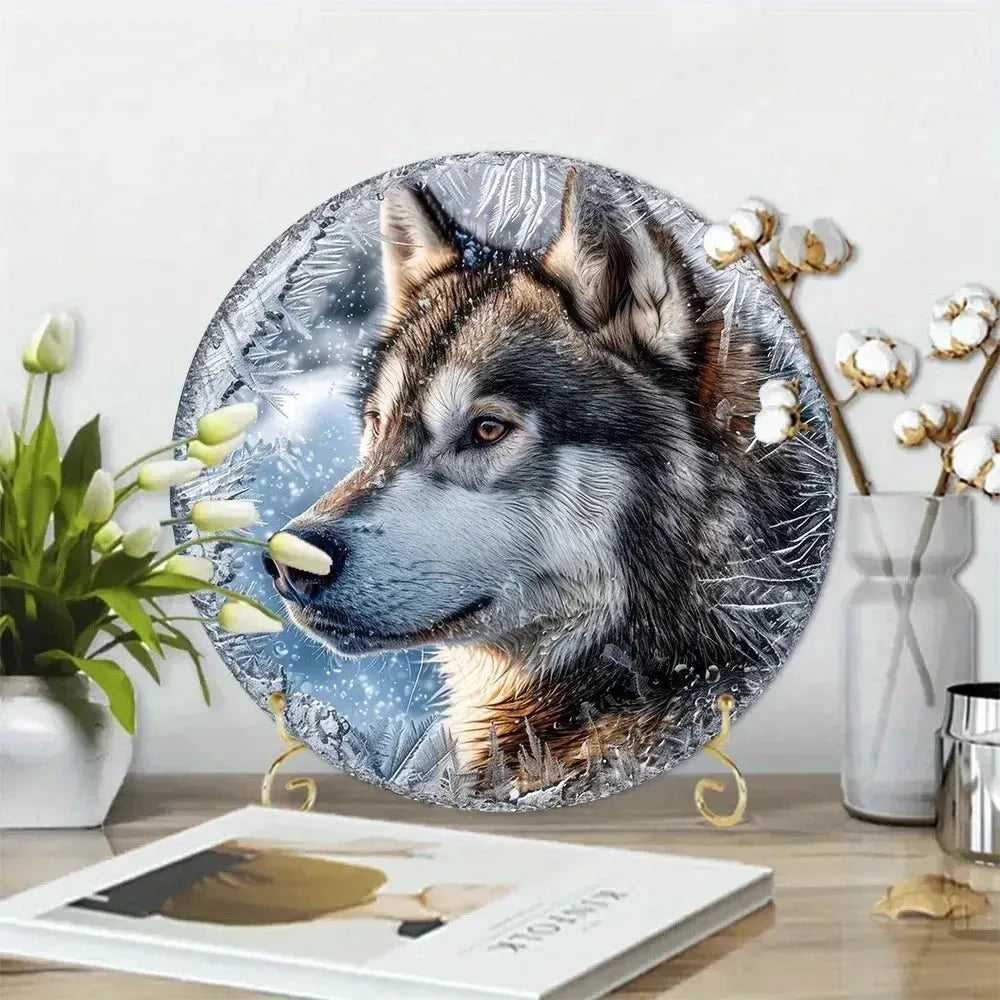 Funny Cute Dog Theme Posters Round Metal Aluminum Sign Desktop Decorative Plates for Bar Cafe Club Yard Home Office Wall Decor