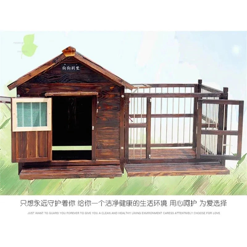 Outdoor Waterproof Kennel Four Seasons Universal Solid Wood Dog Houses Indoor Dog Cage Large Dog House Winter Warm House for Dog