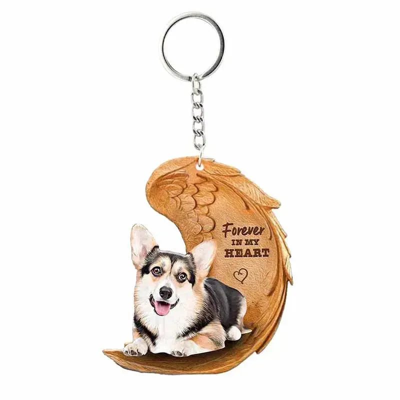 1 Piece 23 Style Dog Forever In My Heart Angel Pendant Bag Key Chains Car Keychain Keyring Pet Jewelry Gift For Women Girls