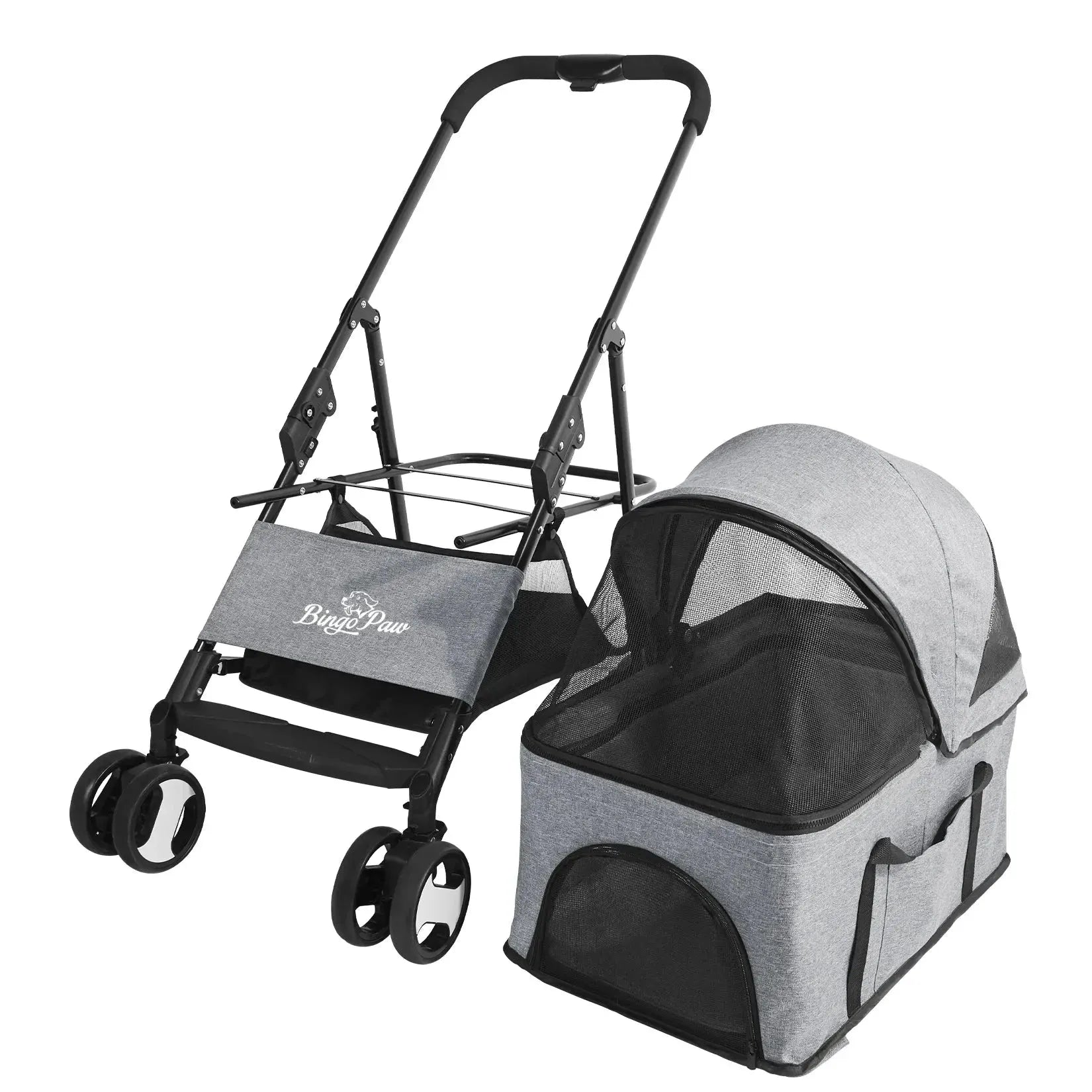 Large Pet Stroller Pram Dog Carrier Trailer Stroller Travel Walk Carrier with Detachable Carrier Cart Load 30kg