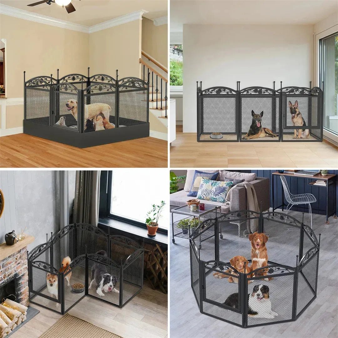 8 Panels DIY Heavy Duty Dog Playpen Pen Outdoor Indoor Dog Puppy Metal Fence with Waterproof Fertility Pad for Whelping,Training