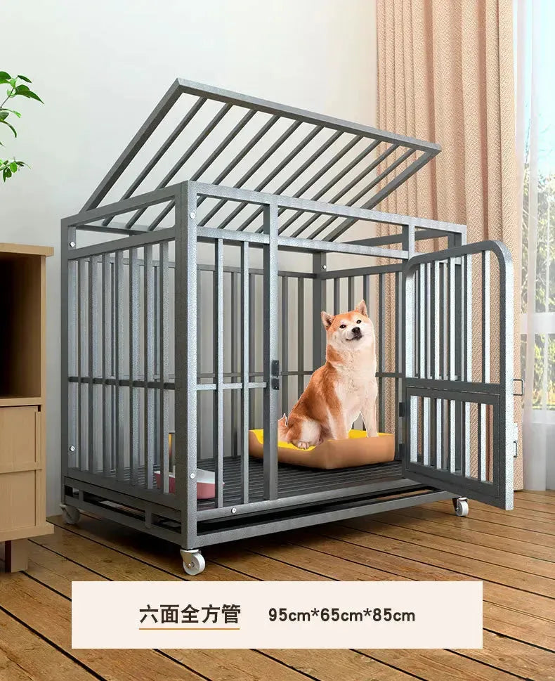 Large Dog Cages with Thickened All Square Tubes Indoor Pet Cages with Toilets Iron Cages Dog Nests