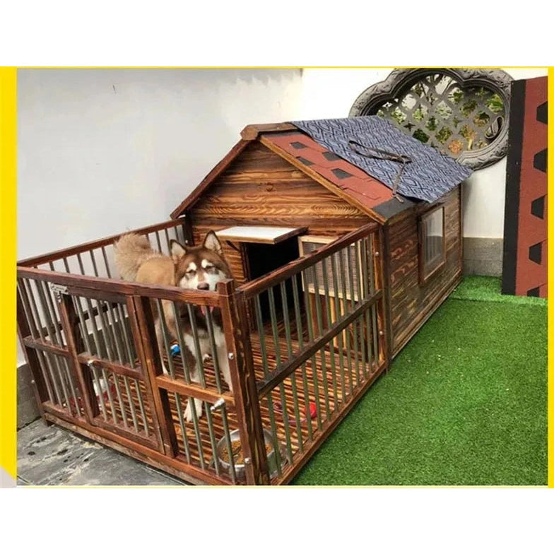 Home Solid Wood Dog Houses Outdoor Rainproof Pet Kennel Indoor Winter Warm Dog House Large Dog Waterproof Four Seasons Universal