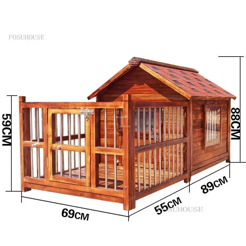 Large Dog Houses Solid Wood Outdoor Waterproof for Home Dogs Kennel Creative Breathable Pet Cage Pets Fences Villa Supplies T U