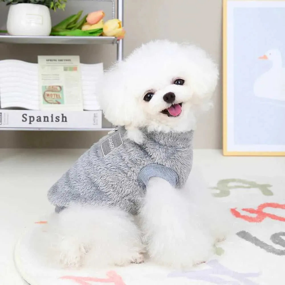 Warm Fur Dog Clothes Cute Puppy Cat T-Shirt Soft Plush Pet Clothing Small Medium Dogs Outfit For Cats Yorkshire Shih Tzu Perro