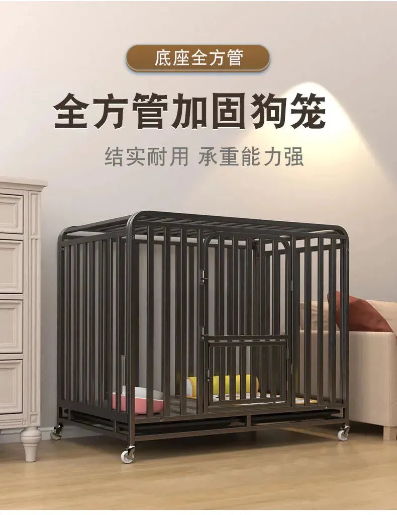 Large Dog Cages with Thickened All Square Tubes Indoor Pet Cages with Toilets Iron Cages Dog Nests