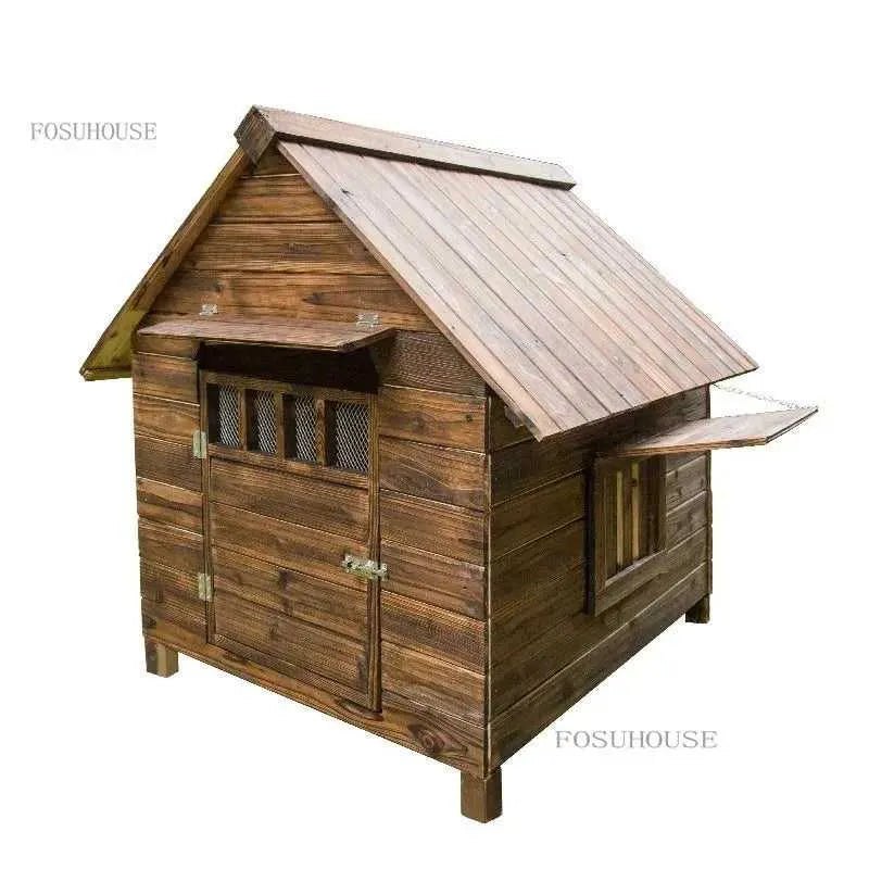 Wooden Dog House Nest Outdoor Rainproof Dog Cat Cage Modern Pet Kennels Warm Small Large Dogs Universal House H