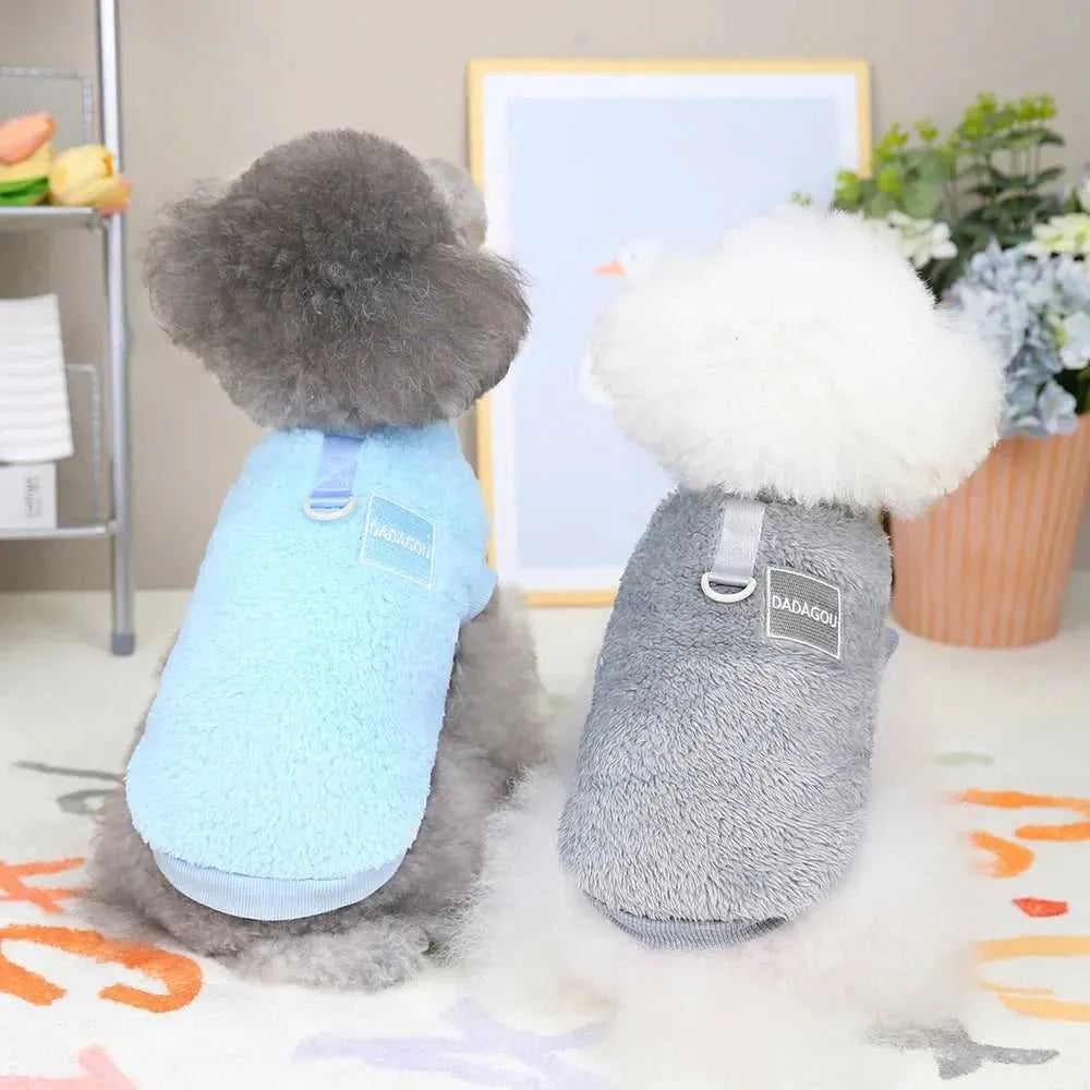 Warm Fur Dog Clothes Cute Puppy Cat T-Shirt Soft Plush Pet Clothing Small Medium Dogs Outfit For Cats Yorkshire Shih Tzu Perro