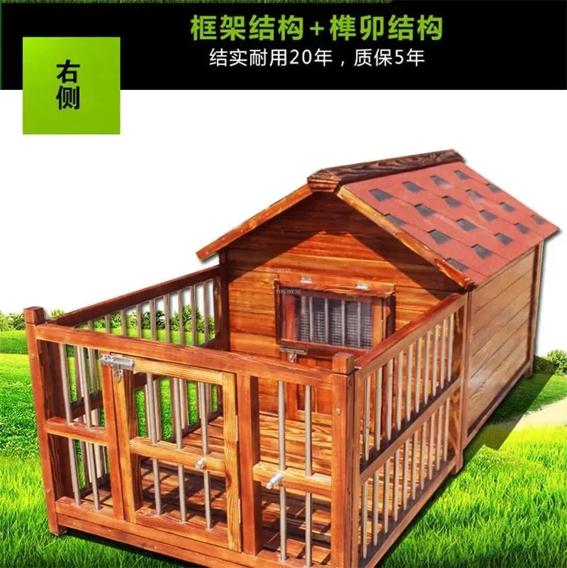 Large Dog Houses Solid Wood Outdoor Waterproof for Home Dogs Kennel Creative Breathable Pet Cage Pets Fences Villa Supplies T U