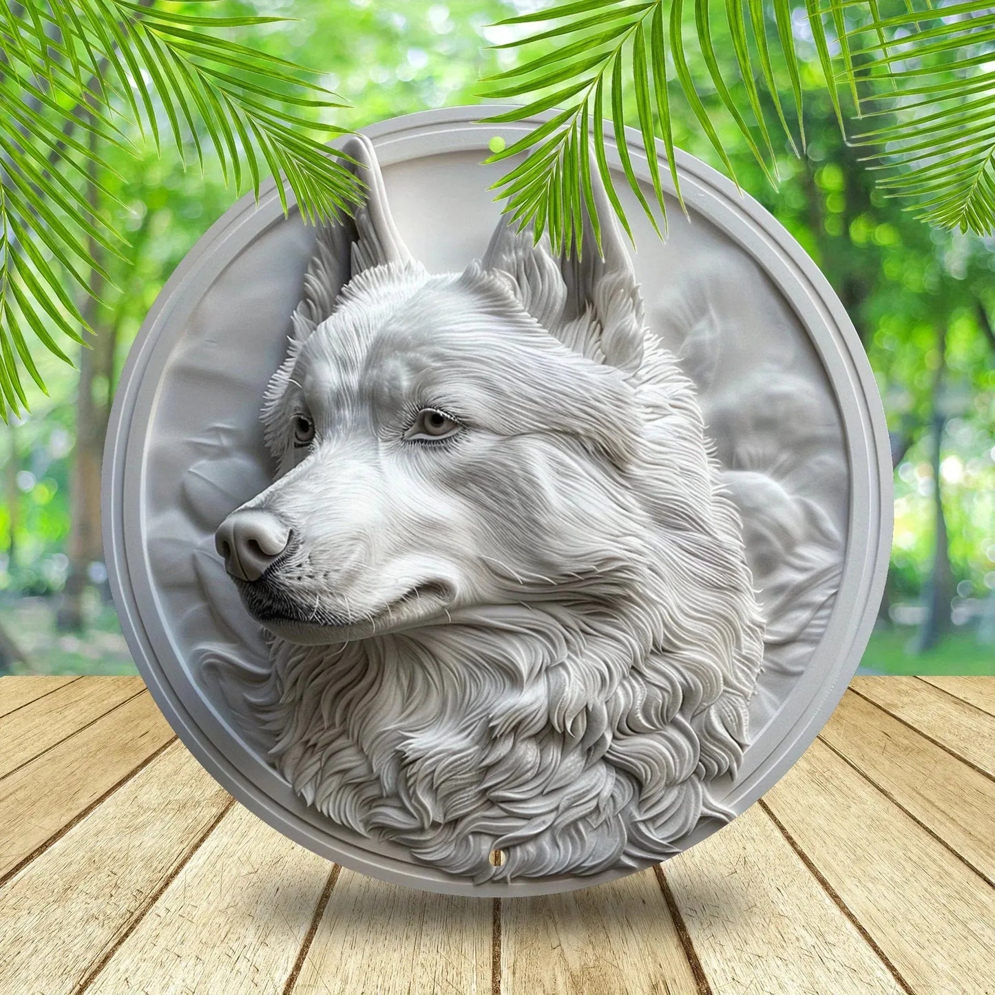 Cute Dog Gift Mask Theme Round Metal Aluminum Sign Art Desktop Decorative Plates For Bar Cafe Club Yard Home Office Wall Decor