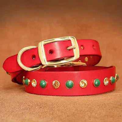 Regal Diamonds Leather Pet Dog Collar
