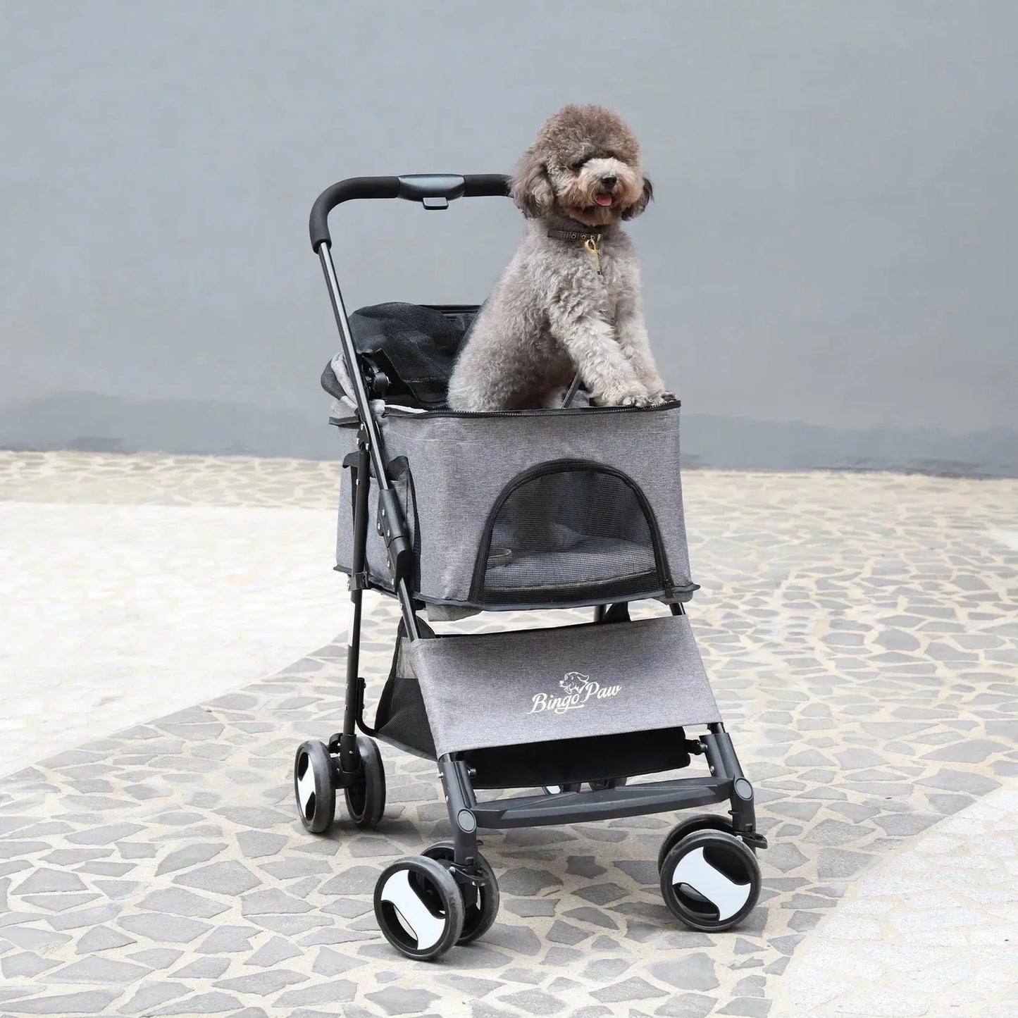 Large Pet Stroller Pram Dog Carrier Trailer Stroller Travel Walk Carrier with Detachable Carrier Cart Load 30kg