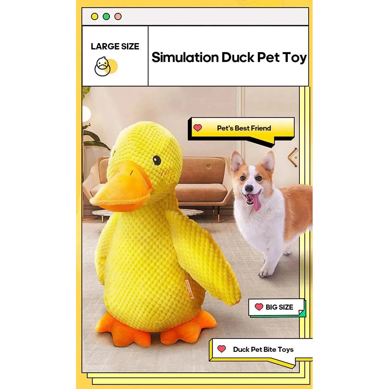 Dog Toy Stomping Duck Bite Resistant Grinding Teeth Cleaning Large Dog Interactive Entertainment Puppy Boredom Pet Plush Toy