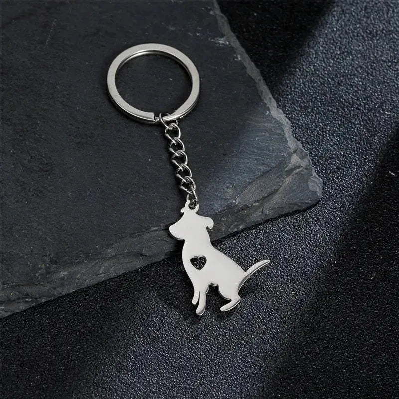 Stainless Steel Animal Keychain Cartoon Bulldog Key Rings Multiple Style Dog Keychains Key Holders Pendant Accessories Gift