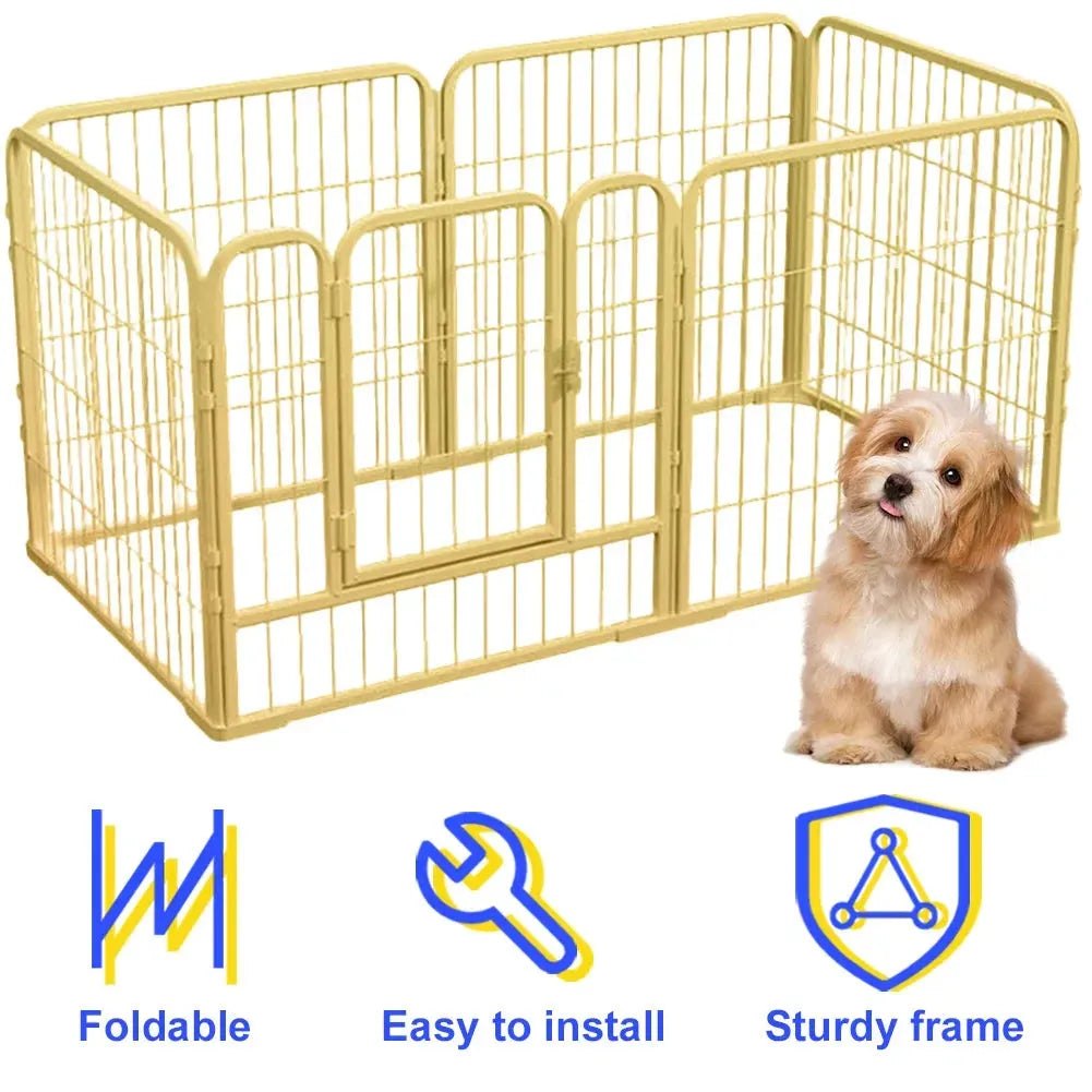 6 Panels Heavy Duty Dog Puppy Playpen Foldable Exercise Puppy Kennel Cage Metal Barrier Playpen for Dog Cat Rabbit Pet Exercise