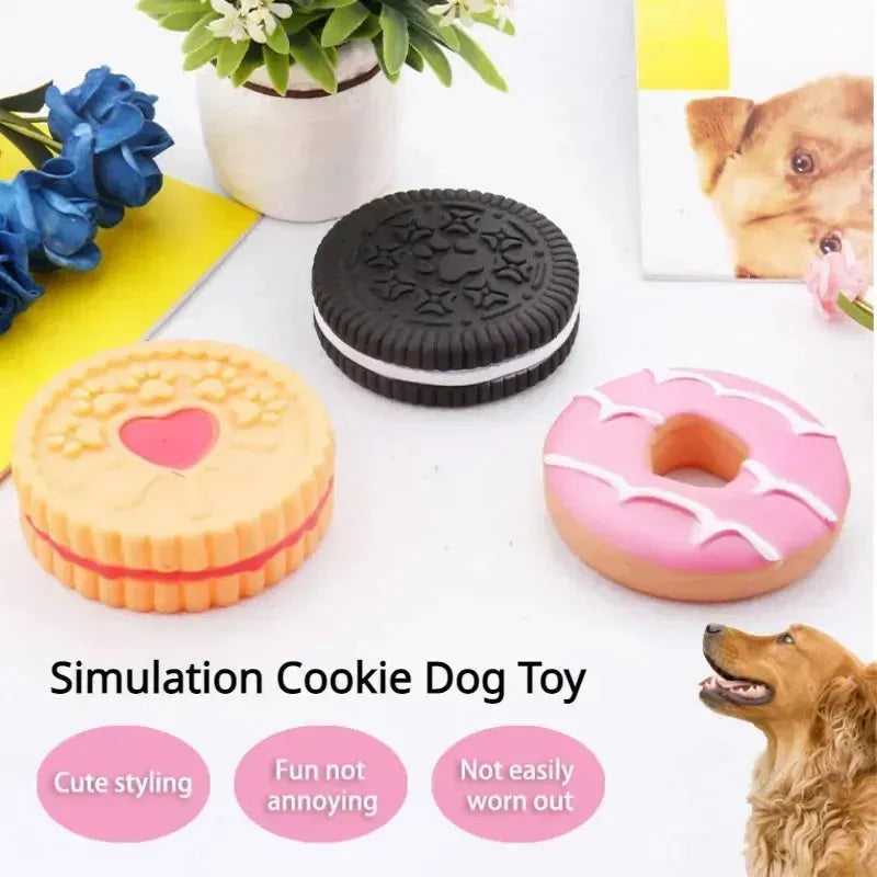 Dog Chewing Toy Simulation Biscuit Cake Anti Bite Latex Plaything Grinding Teeth Cleaning Interactive Training Toys Pet Supplies