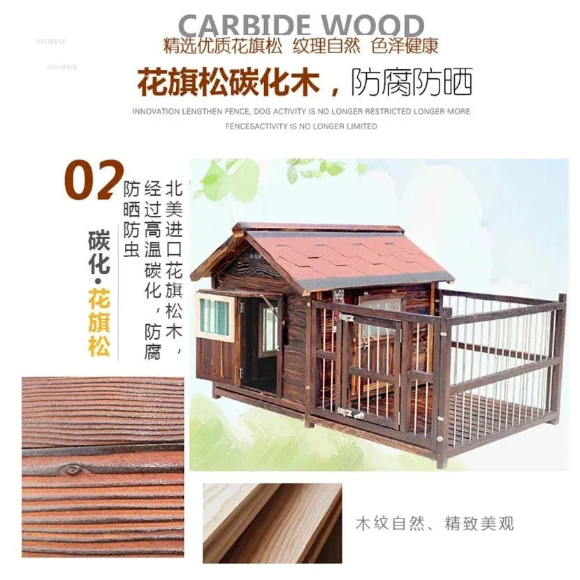 Outdoor Waterproof Kennel Four Seasons Universal Solid Wood Dog Houses Indoor Dog Cage Large Dog House Winter Warm House for Dog