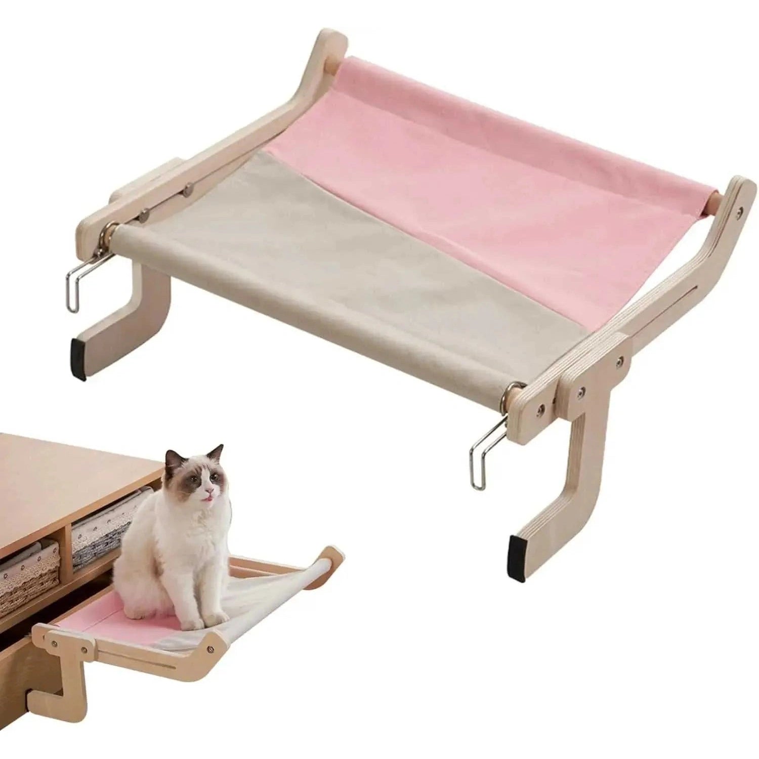 Bedside Bed Pet Nest Window Hanging Cat Bed Portable Removable Balcony Cat Hanging Hammock Wooden Suspended Bed Pet Nest