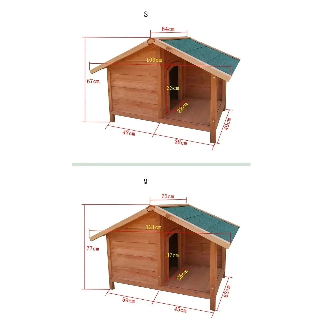 Outdoor Solid Wood Waterproof Dog Houses Large, Medium and Small Anti-corrosion Pet Houses Villa Indoor Dog House Kennels B