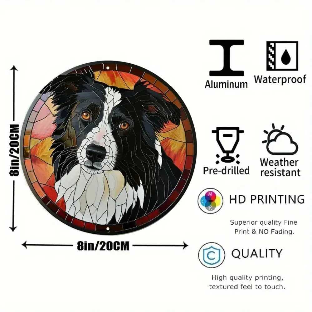 Funny Cute Dog Theme Posters Round Metal Aluminum Sign Desktop Decorative Plates for Bar Cafe Club Yard Home Office Wall Decor