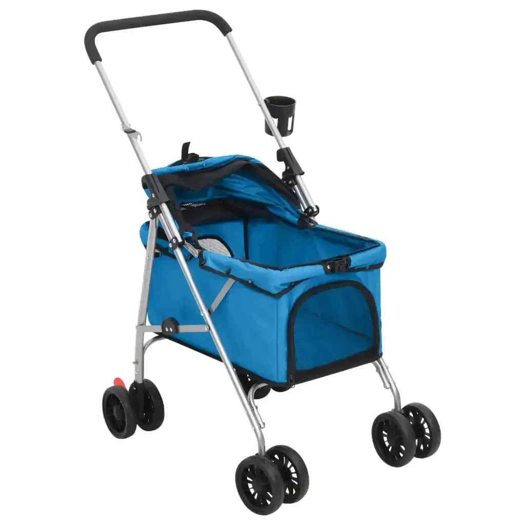 Folding Dog Stroller Blue 76x50x100cm Oxford Fabric