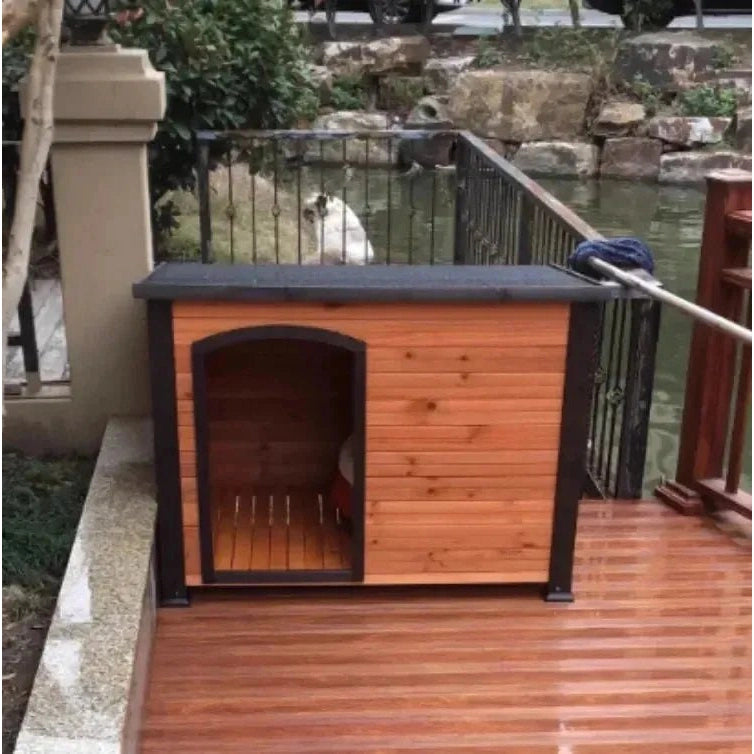 Solid Wooden Dog House Waterproof Outdoor Kennel Cage Small Large Breed Dogs Dog House Samoyeds Kennel Pet House H