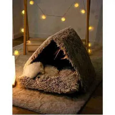 Didog Cozy Cat Haven in Coffee - Luxury Washable Fabric Cat Sanctuary