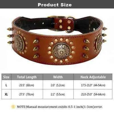 Regal Paws: Luxury Spiked Leather Dog Collar for Medium to Large Breeds