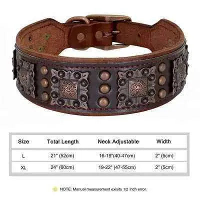 Regal Paws: Luxury Spiked Leather Dog Collar for Medium to Large Breeds