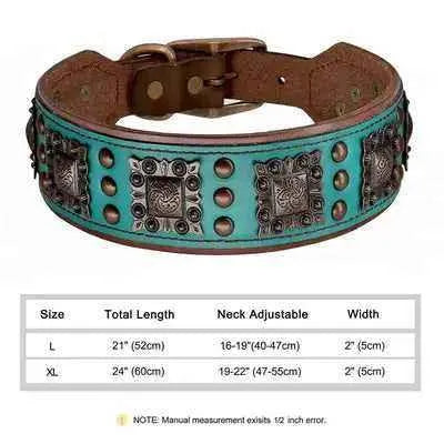 Regal Paws: Luxury Spiked Leather Dog Collar for Medium to Large Breeds