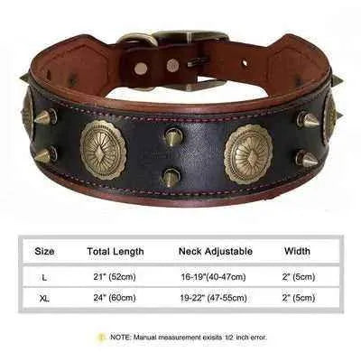 Regal Paws: Luxury Spiked Leather Dog Collar for Medium to Large Breeds