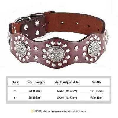 Regal Paws: Luxury Spiked Leather Dog Collar for Medium to Large Breeds