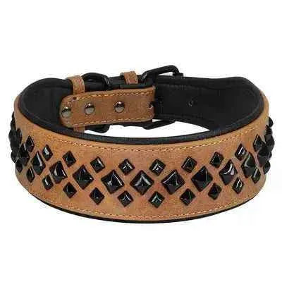 Rockstar Red Padded Leather Stud Dog Collar for Medium Dogs