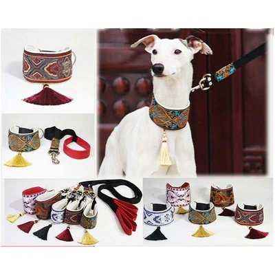 Ethnic Style Leather Dog Collar Small and Medium-Sized Dog Collar Greyhound  Whippet collar (non-adjustable) - Finnigan's Play Pen
