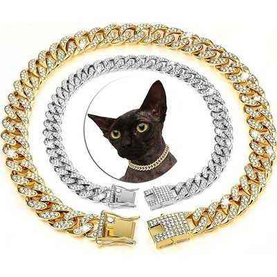 Luxury Pet Rhinestone Necklace Jewelry Puppy Cat Chain Collar Wedding Prom Costume Accessories for Cats Small Medium Large Dogs - Finnigan's Play Pen