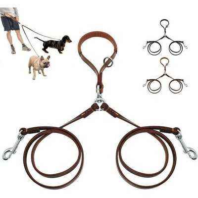 2 Ways Dog Leash Double Two Pet Leather Leads NoTangle Coupler - Finnigan's Play Pen