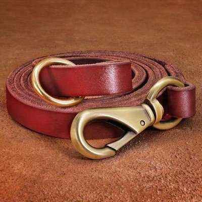 Strong Pet Dog Leash Real Leather Brown Red Green 150cm - Finnigan's Play Pen