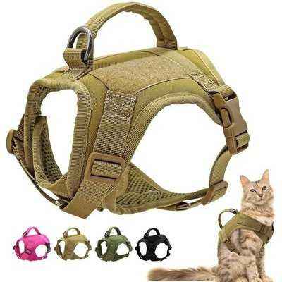 Military Tactical Cat Harness Nylon Puppy Cats Vest Harnesses With Handle Adjustable for Cats Small Dogs Pet Training Walking - Finnigan's Play Pen
