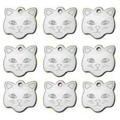 Engraved Dog Cat ID Tag Personalised Cat Face Shape Print Pet Name Plate Puppy Dogs Name Phone No. Tags - Finnigan's Play Pen