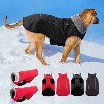 Winter Dog Clothes Waterproof Big Dogs Jacket With Fur Collar Warm Cotton Pet Clothing Coats For Medium Large Dogs L-3XL - Finnigan's Play Pen